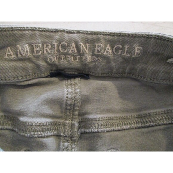 American Eagle Jegging Cropped Pants Size 2 Olive Green Floral Embroidered - Picture 5 of 5
